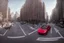 Placeholder: A Tesla 'Model Y' is racing at top speed, near the 'Central Synagogue' in New York City. (CINEMATIC, WIDE ANGLE LENS, PHOTO REAL)