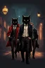 Placeholder: Design a book cover for fantasy criminal story. One teenage girl and two boys are on the town street—Black Cat as a company. The book is for teenagers—modern style. renoir style