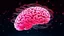 Placeholder: Comic style, bare transparent pink human brain flying trough the universe, background galaxy's