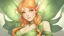 Placeholder: Cute woman Elf with orange hair and glowing green eyes She wears a light green dress