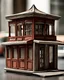 Placeholder: intricate minimalistic porcelian figurine of the vacant and empty street kiosk, circa 2000, 7cm height, solid, crocoite color palette, flat roof, one-story, one-room, silver mean composition, hyperdetailed, sophisticated, intricate details, contemporary urban art gallery