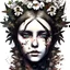 Placeholder: singer Danish MØ face,Style Yoji Shinkawa, watercolor illustration , Dryad, plants, wildflower,