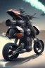 Placeholder: An advanced motorcycle with four wheels and a turbo jet in the back with rockets and machine guns