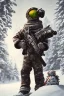 Placeholder: Snow man like a cyborg,with sunglasses,with gun,detail,textures,cinematic