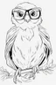 Placeholder: Outline art for cute coloring pages with bird with glasses, full body, white background, sketch style, only use outline, clean line art, no shadows and clear and well outlined.