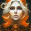 Placeholder: fantasy setting, woman, orange and white hair, wavy hair, freckles, ranger, more orange hair, more white hair, long white hairstrands