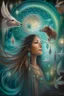 Placeholder: A portrait featuring surreal elements such as floating dreamcatchers, ethereal glow, or spirit animals, representing the subject's dreams or aspirations.