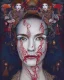 Placeholder: head and shoulders portrait of Queen Mary, face paint, jester hat, sad expression, Takato Yamamoto artist, Akiya Kageichi artist, Jedediah Berry inspired, 8k resolution concept art portrait, dynamic lighting, hyperdetailed, intricately detailed, maximalist, beautiful, peaceful