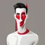 Placeholder: Vector illustration man with 50 centimeter long nose, white, red and black color, 3/4