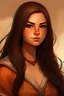 Placeholder: portrait of a beautiful 20 year old highlander woman with caramel skin and long dark hair, curvy body, earthbound, warm-hearted