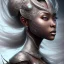 Placeholder: sango fantasy, fantasy magic, intricate, sharp focus, illustration, highly detailed, digital painting, concept art, matte, masterpiece head sexy front view black African beauty space lady silver carp skin one head African space night