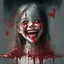 Placeholder: girl smiling, creepy, dripping blood, shattered glass,