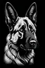 Placeholder: A line art of dog (German Shepherd). make this black with a white background and with thicker lines. Make the dog look realistic