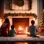 Placeholder: a family huddled around the fireplace on Christmas eve