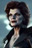 Placeholder: younger Rene Russo as evil queen in leather, cleavage, angry, stern look, unreal 5, octane render,cinema4d, dynamic lighting, dramatic lighting, 4k, redshift render, highly detailed, hyper realistic