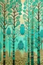 Placeholder: A cyan forest with noisy beetles designed in Navajo baskets painted by Frank Lloyd Wright