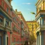 Placeholder: Metropolis on sea, Neoclassical architecture, Vignola classicism, palladio, colourful city, genoa, porto, lisbona, marseille, uphill road building, beautiful, Various coulour building, liveable street, green building, plants, tree, stairs, detailed facades, , alphonse mucha, greg rutkowski, matte painting, digital painting, digital illustration, digital art, trending on artstation