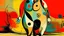 Placeholder: Abstract digital art of a human figure with distorted proportions, featuring exaggerated thighs and shins, with a face in the center, vibrant colors, sharp lines, surrealism, by Salvador Dali and Pablo Picasso.