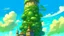 Placeholder: Fantasy digital illustration: huge, tall, colossal beanstalk. The top of the beanstalk is in the sky!