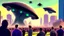 Placeholder: a crowd enjoys watching our alien overlords attack major cities