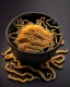 Placeholder: ramen noodles on black background. Photography Realistic photo. HD. Glowing. 3d style