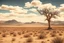 Placeholder: epic clouds, arid land, distant mountains, dry trees, epic