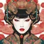 Placeholder: close up a beautiful Japanese woman, make up, red lips