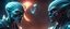 Placeholder: Close-up confrontation between an ancient alien outcast leader and a space broker, standing only a meter apart, intense eye contact, glowing crystalline rod between them, anger mixed with sadness, dramatic facial expressions, shallow depth of field, cinematic lighting, stylized 3D anime, airbrush painting, crisp outlines