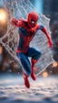 Placeholder: spider man pimp caught frozen in net, bokeh like f/0.8, tilt-shift lens 8k, high detail, smooth render, down-light, unreal engine, prize winning