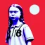 Placeholder: portrait of Greta Thunberg on top of the world