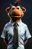 Placeholder: Realistic image, hybrid formed by muppet head and human body, Shirt and tie, concept art, smooth, unreal engine 5, god lights, ray tracing, RTX, lumen lighting, ultra detail, volumetric lighting, 3d, finely drawn, high definition, 4k.