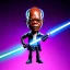 Placeholder: Totally Bald Samuel jackson purpleGlow jedi bobblehead holding a lightsaber and boots,