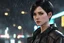 Placeholder: Carla in black short hair in 8k anime cgi artstyle, Detroit become human them, normal eyes, close picture, neon effect, rain, apocalypse, intricate details, highly detailed, high details, detailed portrait, masterpiece,ultra detailed, ultra quality