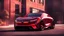 Placeholder: electric concept car, red candy paint, shining, on street, tooned style, big engine, big wheels, racing mode, darknight background. 3/4 view, high resolution picture.