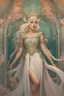 Placeholder: art by Alfons Mucha, Lady Gaga as an elf princess in an elven kingdom, HD 4K