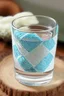 Placeholder: Glass of water in woollen patchwork