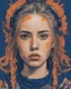 Placeholder: A beautiful portrait of a Singer Danish MØ face, painting by Katsushika Hokusai, beautiful cyberpunk, symmetry, hyperdetailed, darkblue and orange tones,