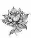 Placeholder: realistic lotus flower tattoo idea, line art, background, vector, svg, black outline on white background, leave plenty of white space beetween lines for coloring, tattoo style, tattoo idea,full body, minimalist