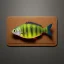 Placeholder: 3d icon, cute tilapia fish over kitchen cutting board, shiny object, graphic design, unreal engine