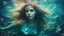 Placeholder: mermaid, beautiful eyes, dancing underwater, scales, double exposure, glare, sparkles, clear lines, detail, fine rendering, high resolution, 64K, photorealism, precise focus, digital painting,