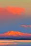 Placeholder: basic paint of big rock mountains with and orange dawn sky with no clouds close montains