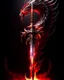 Placeholder: silver and red demon longsword, the blade is on fire