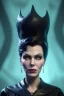 Placeholder: Lene Nystrøm as evil queen in black leather, busty, cleavage, voluptuous, Aqua Lene, angry, stern look. character design by cory loftis, fenghua zhong, ryohei hase, ismail inceoglu and ruan jia. unreal engine 5, artistic lighting, highly detailed, photorealistic, fantasy