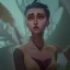 Placeholder: Real beautiful angel in burning jungle