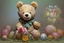 Placeholder: line art, watercolor wash, ( patchwork teddy bear sitting amongst flowers and balloons) brian froud style, carl larsson style, colourful palate, perfect composition, detailed background by daniel_merriamn summers day, studio photo, intricate details, highly detailed highly detailed elegant studio lighting intricate beautiful award winning crisp quality colourful very cute Daniel Merriam Daniel Gerhartz midjourney quality