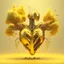 Placeholder: golden robot electric heart with tree wings