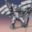 Placeholder: mecha with tracks for a tank. His body is armor and his hands are machine guns. The robot head has glass and the driver is an animal