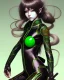 Placeholder: Detailed anime Kunoichi girl, long brown hair, green eyes, black latex bodysuit, intricate details, full body portrait, keep head in frame, slight smile, black Japanese motif, concept art, highly detailed, digital painting, concept art, sharp focus, illustration, art by Yoji Shinkawa, WLOP and greg rutkowski and alphonse mucha and artgerm and yanjun Chen and Junji ito and Makoto Shinkai, HDR, octane render