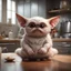 Placeholder: cute fluffy Mogwai Gizmo in kitchen, photorealistic, 3d octane render, fantasy art, cinematic still from movie "Gremlins"