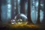 Placeholder: glowing bubble portal in a clearing glade in a redwood forest at night. shimmering portal. the forest redwood trees are lit by a glow. by cyril rolando and naomi okubo and dan mumford and ricardo bofill. beeple. noah bradley. digital render. digital painting. trending on artstation. concept art